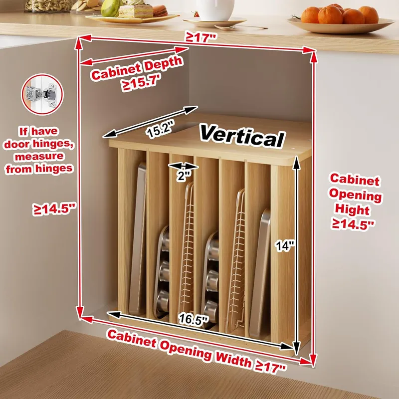 Divisori in legno a 7 livelli  - Kitchen Cabinet Baking Sheet Organizer recensione e prezzo