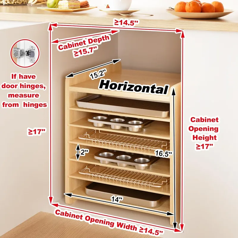 Divisori in legno a 7 livelli  - Kitchen Cabinet Baking Sheet Organizer recensione e prezzo